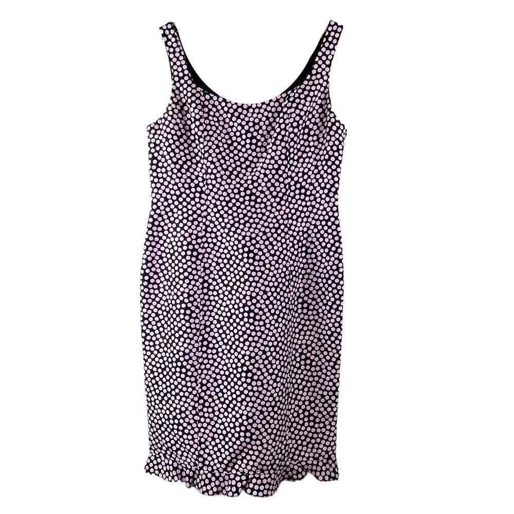 Vintage Rickie Freeman for Teri John 100% Silk Pink Polka Dot Ruffle Dress Sz 6